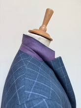 Lade das Bild in den Galerie-Viewer, Blazer bleu et parme à carreaux en lin 52