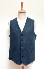 Afbeelding in Gallery-weergave laden, Gilet de costume bleu à chevrons en laine mélangée 54