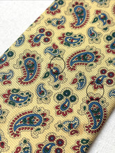 Načíst obrázek do prohlížeče Galerie, Breuer cravate jaune vintage paisley en soie Made in France
