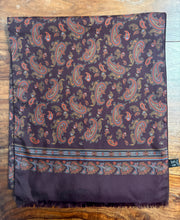 Charger l'image dans la galerie, Rochas Paris écharpe double face vintage paisley en laine et soie Made in Italy