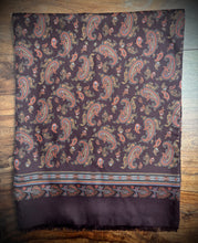 Charger l'image dans la galerie, Rochas Paris écharpe double face vintage paisley en laine et soie Made in Italy