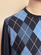 Carica l'immagine nel visualizzatore di Gallery, Maglione girocollo Peter Brown in lana e mohair con motivo a rombi, Made in Italy, taglia 54/XXL