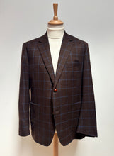Charger l'image dans la galerie, Loro Piana blazer marron et bleu à carreaux fenêtre en laine super 120 Taille 52
