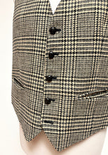 Lade das Bild in den Galerie-Viewer, Gilet de costume vintage en laine à carreaux Prince de Galles 54