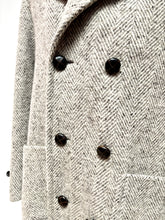 Charger l'image dans la galerie, Manteau caban croisé à chevrons en pure laine vierge Made in Italy 50