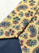 Načíst obrázek do prohlížeče Galerie, Breuer cravate jaune vintage paisley en soie Made in France