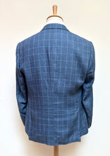 Lade das Bild in den Galerie-Viewer, Blazer bleu et parme à carreaux en lin 52