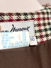 Lade das Bild in den Galerie-Viewer, Jean Moreux gilet croisé à carreaux vintage femme en laine mélangée Made in France