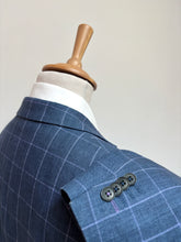 Lade das Bild in den Galerie-Viewer, Blazer bleu et parme à carreaux en lin 52