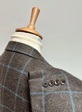 Načíst obrázek do prohlížeče Galerie, Hnědo-modré kostkované sako Loro Piana s okénkami, 100% kašmír, velikost 58/60