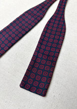 Charger l'image dans la galerie, Noeud papillon vintage bleu marine en soie Made in Italy