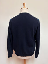 Carica l'immagine nel visualizzatore di Gallery, Maglione girocollo Peter Brown in lana e mohair con motivo a rombi, Made in Italy, taglia 54/XXL
