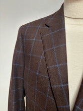 Charger l'image dans la galerie, Loro Piana blazer marron et bleu à carreaux fenêtre en laine super 120 Taille 52
