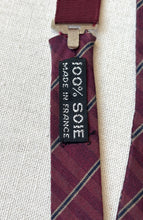 Cargar imagen en el visor de la galería, Noeud papillon vintage bordeaux en soie Made in France