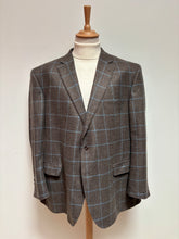 Načíst obrázek do prohlížeče Galerie, Hnědo-modré kostkované sako Loro Piana s okénkami, 100% kašmír, velikost 58/60