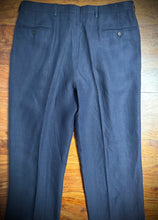Charger l'image dans la galerie, Pantalon bleu marine vintage à doubles pinces en pur lin 52/54