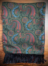 Charger l'image dans la galerie, Vivax by Sambrook Witting écharpe vintage double face paisley en cachemire laine et soie Made in England