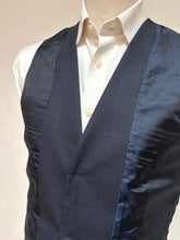 Charger l'image dans la galerie, Gilet de costume bleu marine en laine à carreaux Prince de Galles 50/L