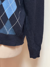Carica l'immagine nel visualizzatore di Gallery, Maglione girocollo Peter Brown in lana e mohair con motivo a rombi, Made in Italy, taglia 54/XXL