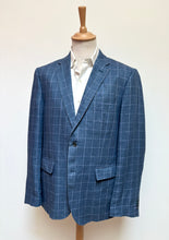 Lade das Bild in den Galerie-Viewer, Blazer bleu et parme à carreaux en lin 52