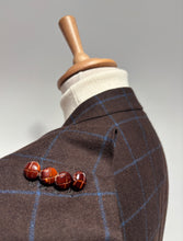 Charger l'image dans la galerie, Loro Piana blazer marron et bleu à carreaux fenêtre en laine super 120 Taille 52