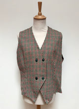 Lade das Bild in den Galerie-Viewer, Jean Moreux gilet croisé à carreaux vintage femme en laine mélangée Made in France