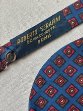 Charger l'image dans la galerie, Noeud papillon vintage bleu en soie Made in Italy