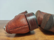 Charger l'image dans la galerie, Carmina mocassins femme en cuir de lézard cognac 6 UK/39,5 FR