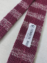 Lade das Bild in den Galerie-Viewer, Cerruti Paris cravate tricot bordeaux en pur coton Made in Italy