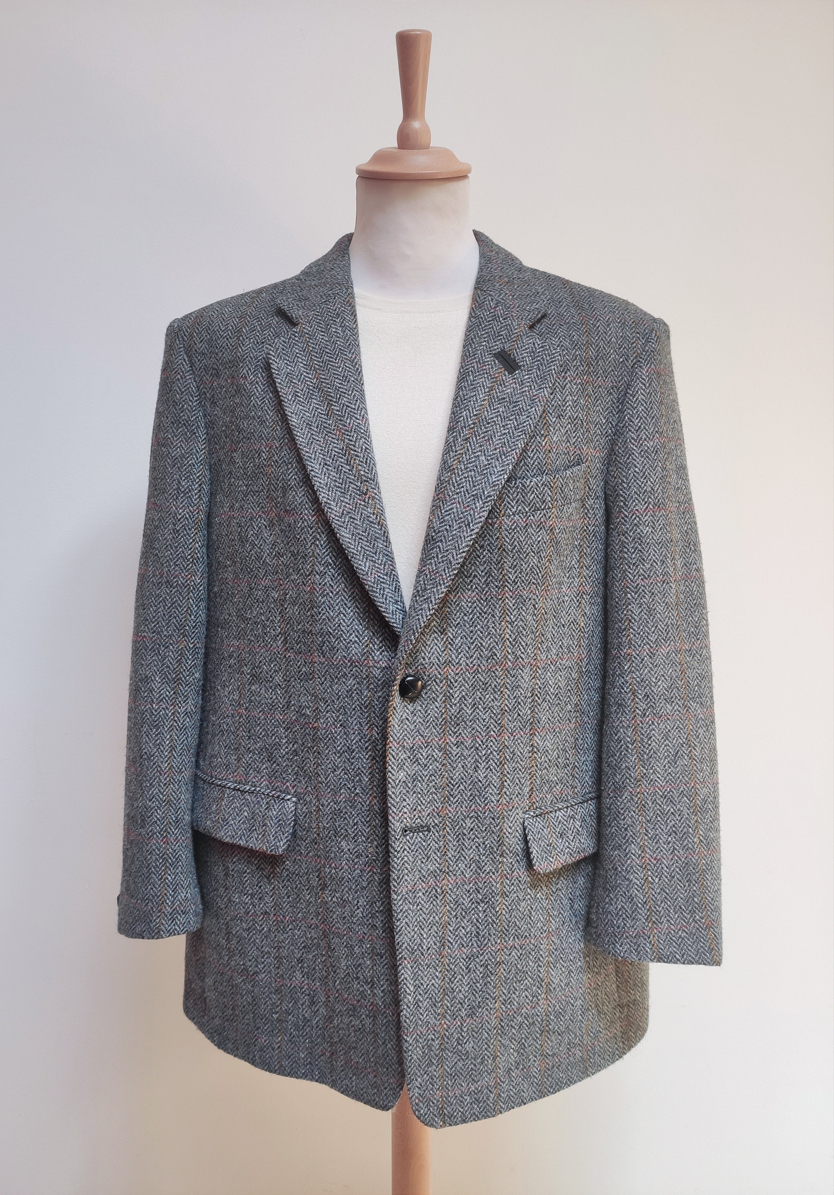 Blazer Homme En Tweed à Chevrons – Simple Boutonnage – Revers En Pointe – Pour Mariage, Affaires, Cérémonie
