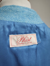 Charger l'image dans la galerie, Phist blazer femme bleu ciel vintage en laine Harris Tweed 46
