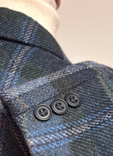 Lade das Bild in den Galerie-Viewer, Daks blazer bleu vintage femme à carreaux en laine vierge 18 UK / 46 FR