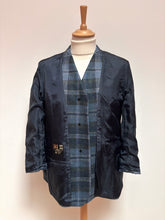 Lade das Bild in den Galerie-Viewer, Daks blazer bleu vintage femme à carreaux en laine vierge 18 UK / 46 FR