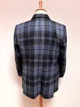 Lade das Bild in den Galerie-Viewer, Daks blazer bleu vintage femme à carreaux en laine vierge 18 UK / 46 FR