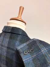 Lade das Bild in den Galerie-Viewer, Daks blazer bleu vintage femme à carreaux en laine vierge 18 UK / 46 FR
