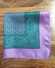 Charger l'image dans la galerie, Pochette parme vintage en soie à motif paisley Made in England