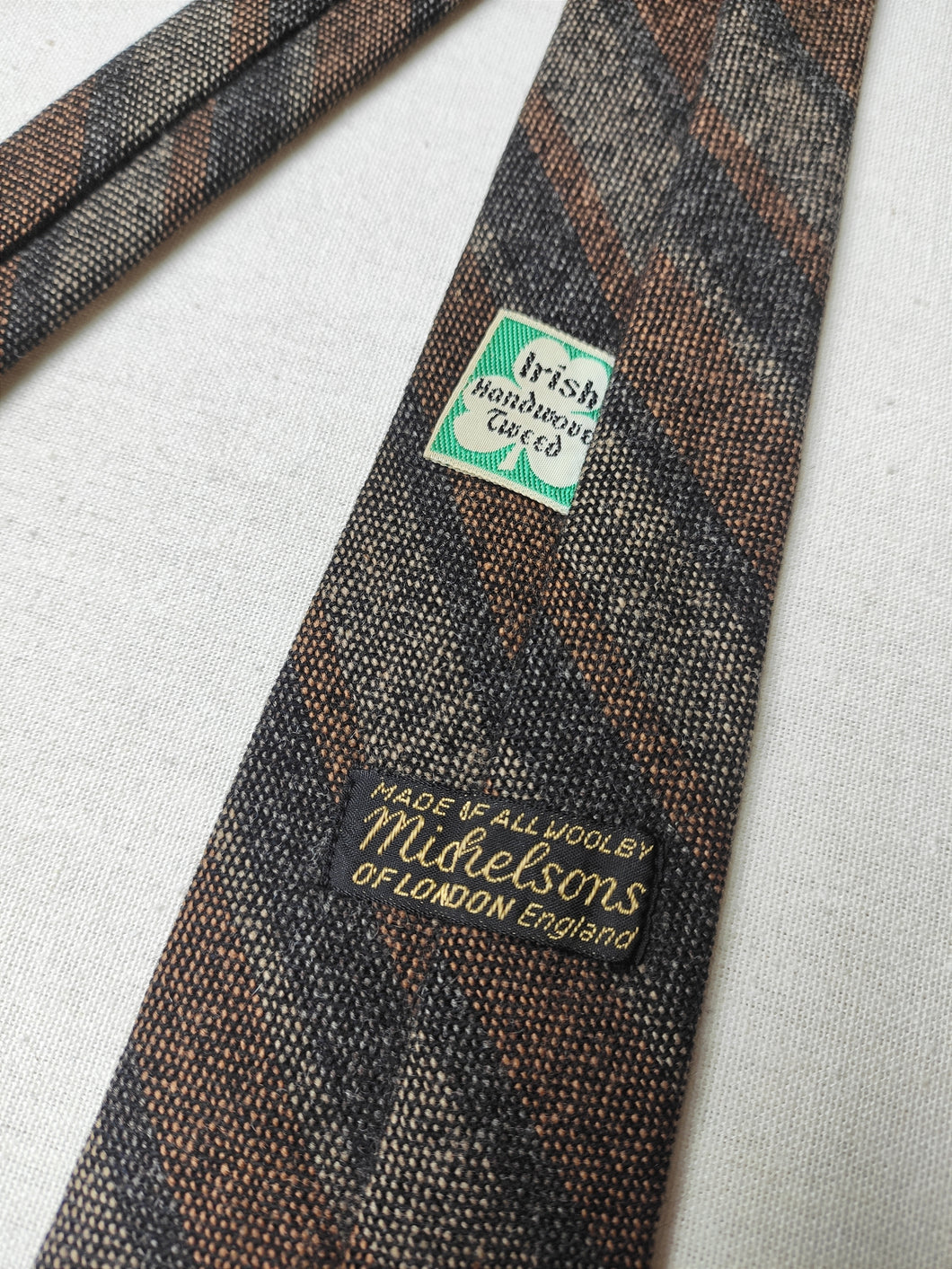 Michelsons of London cravate vintage en pure laine Irish Tweed