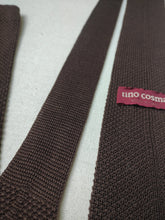 Charger l'image dans la galerie, Tino Cosma cravate tricot marron en coton Made in Italy