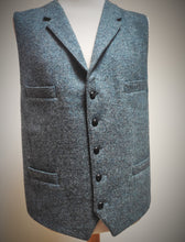 Charger l'image dans la galerie, Harris Tweed X Barutti gilet bleu gris en pure laine vierge 54/56