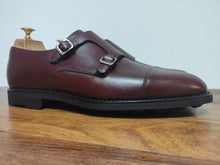 Charger l'image dans la galerie, Septième largeur doubles boucles en cuir bordeaux 10 UK / 45 FR