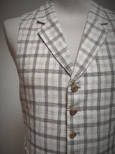 Afbeelding in Gallery-weergave laden, Suitsupply gilet à carreaux Capetown en pur lin Solbiati 44/S
