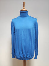 Charger l'image dans la galerie, Drumohr pull à col roulé bleu azur en laine merinos extrafine 52