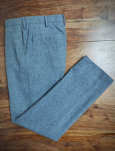Afbeelding in Gallery-weergave laden, Verdera Luxury pantalon à chevrons 100% laine bleu gris chiné 50 Made in Italy