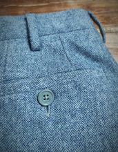Afbeelding in Gallery-weergave laden, Verdera Luxury pantalon à chevrons 100% laine bleu gris chiné 50 Made in Italy