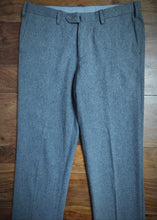 Afbeelding in Gallery-weergave laden, Verdera Luxury pantalon à chevrons 100% laine bleu gris chiné 50 Made in Italy