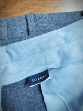 Afbeelding in Gallery-weergave laden, Verdera Luxury pantalon à chevrons 100% laine bleu gris chiné 50 Made in Italy