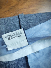 Afbeelding in Gallery-weergave laden, Verdera Luxury pantalon à chevrons 100% laine bleu gris chiné 50 Made in Italy