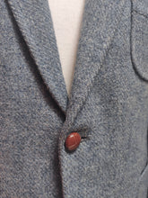 Charger l'image dans la galerie, Blazer vintage en tweed bleu gris en pure laine vierge Harris Tweed 46