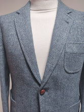 Charger l'image dans la galerie, Blazer vintage en tweed bleu gris en pure laine vierge Harris Tweed 46