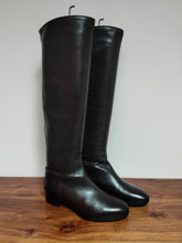 Charger l'image dans la galerie, Santoni bottes cavalières en cuir lisse noir Made in Italy 36,5 FR